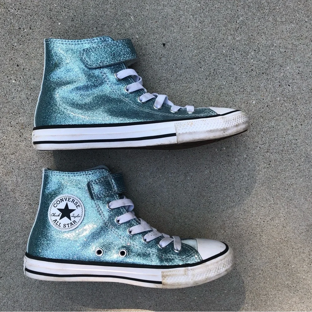 Converse Teal Glitter High Top Sneakers 2